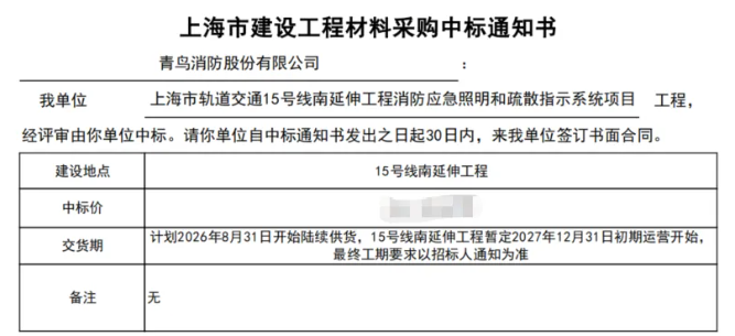 項(xiàng)目快報(bào) | 首條線路級(jí)！青鳥(niǎo)消防斬獲上海地鐵15號(hào)線南延全線新國(guó)標(biāo)疏散系統(tǒng)項(xiàng)目